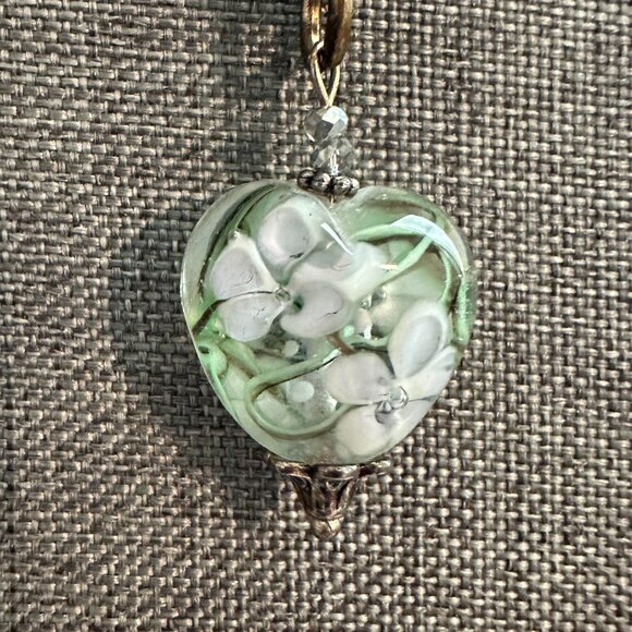 BUNDLE (3) Clear Quartz, Knotted Amazonite, Hand Blown Heart Pendant Necklaces - Picture 6 of 11